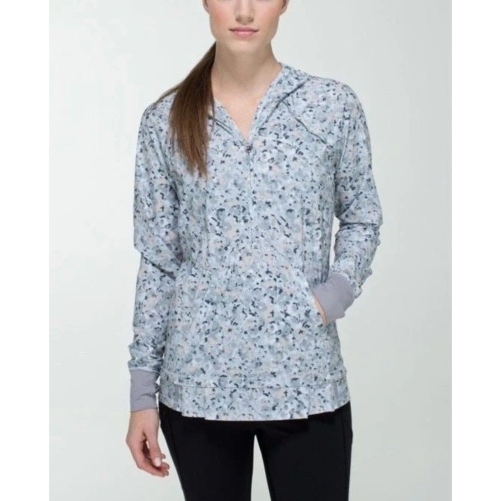 Lululemon Define Jacket Women 10 Static Mist White Multi Full Zip Luon Mock Neck